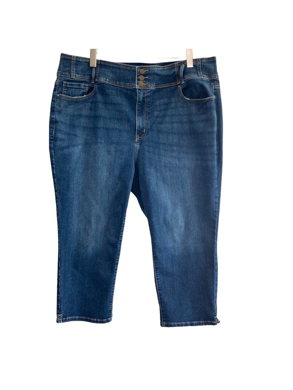 Lane Bryant Cropped Button & Zip Fly Jeans Flex‎ Magic Waistband High Rise Sz 24
